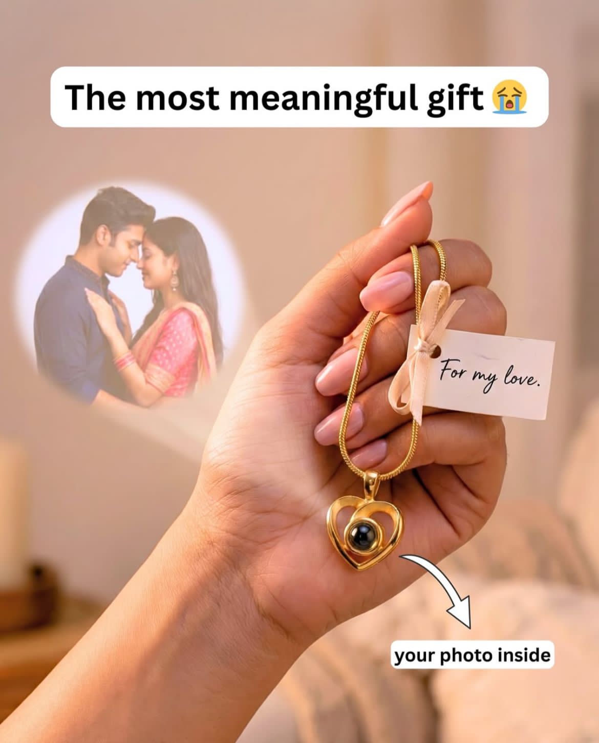 Projection Hidden Photo Heart Necklace