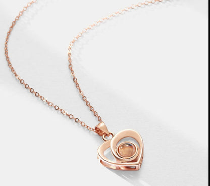 Projection Photo Heart Necklace