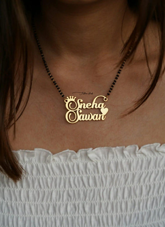 Gold Plated Mangalsutra Double Name Necklace