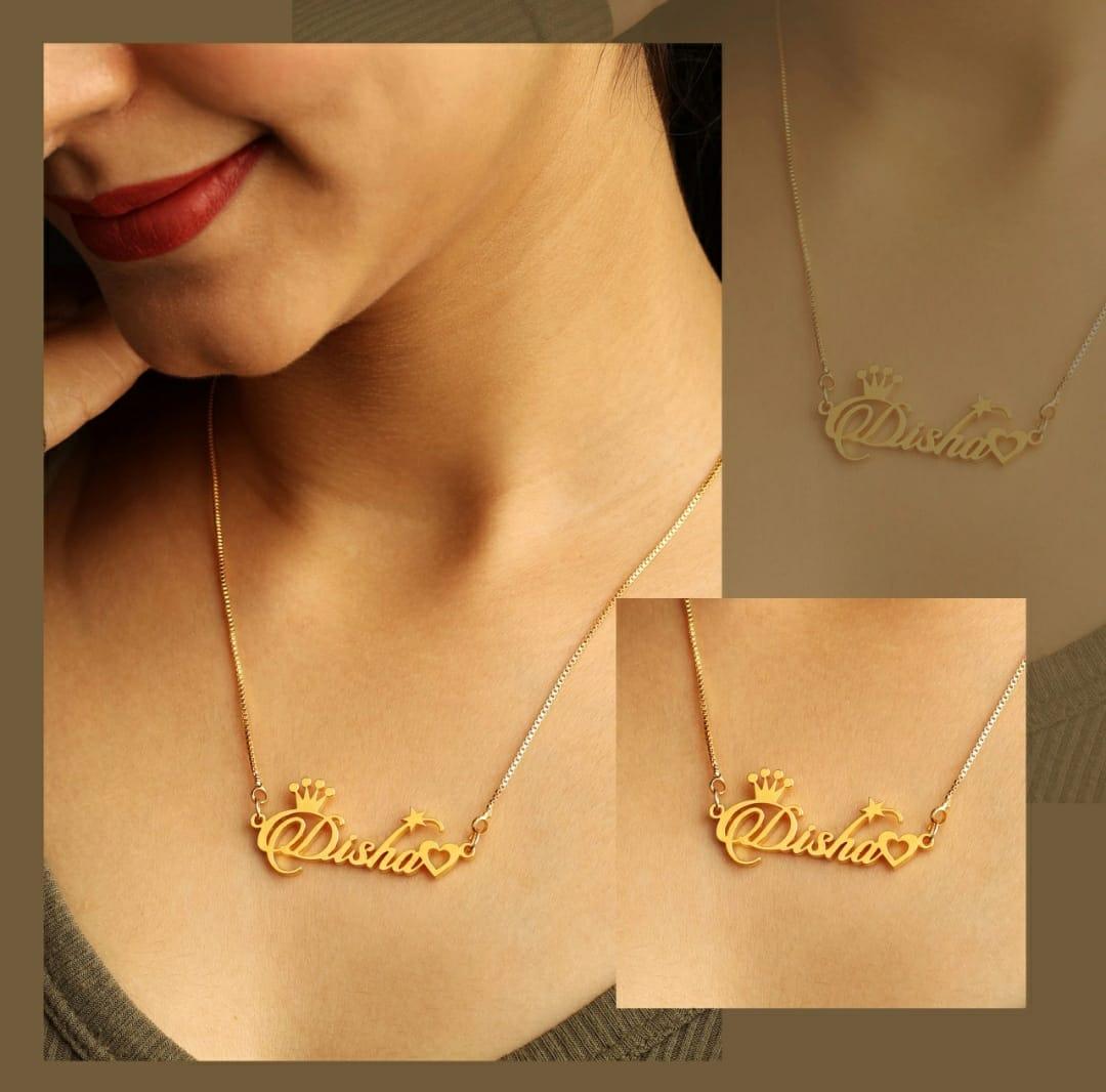 Gold Plated Heart Crown Necklace