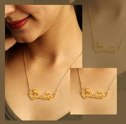Gold Plated Heart Crown Necklace