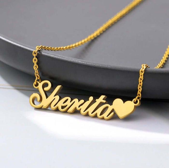 Gold Plated Heart Name Necklace