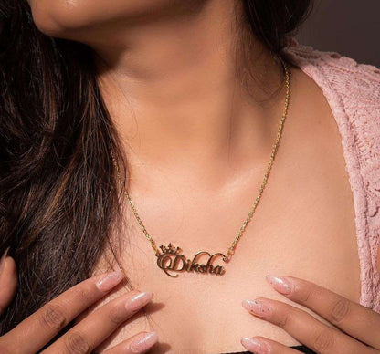 Gold Plated Crown Name Necklace
