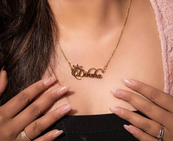 Gold Plated Crown Name Necklace
