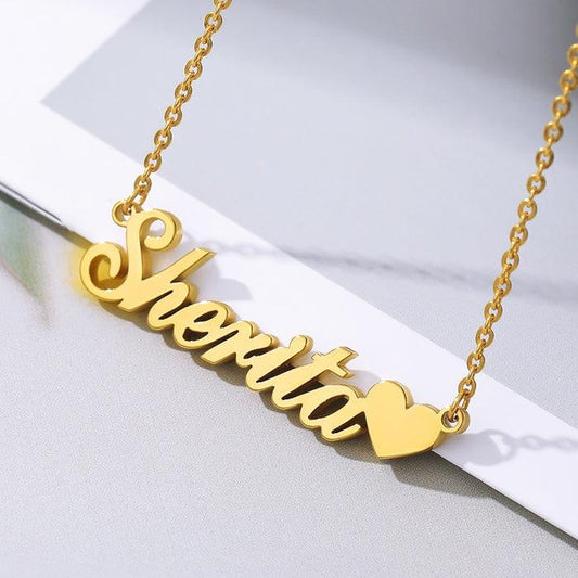 Gold Plated Heart Name Necklace
